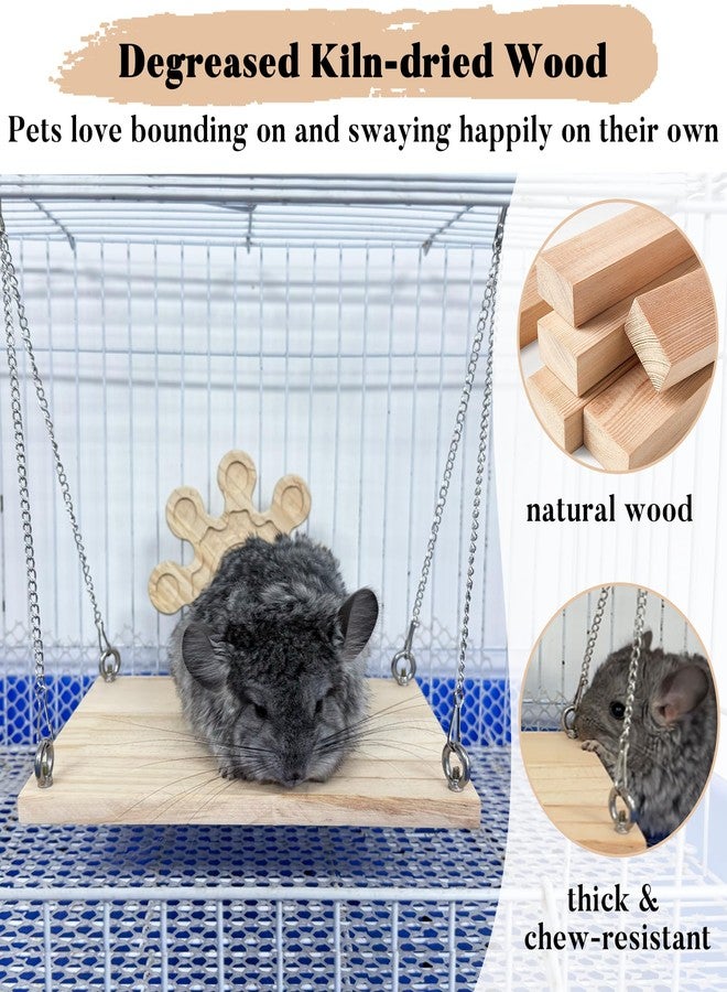 Jevnd Chinchilla Swing Toys Hanging Cage Accessories, Enriched Life Kiln Dried Pine Chinchilla Ledges and Safe Jumping Platforms, Interactive Enrichment Puzzle Toy, Chinchillas Exercise Play Toys - Image 2